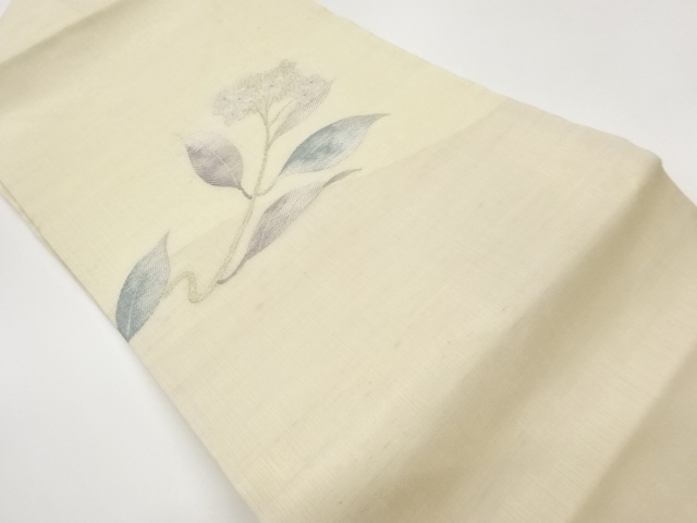 JAPANESE KIMONO / NAGOYA OBI / SILK / TSUMUGI / WOVEN HYDRANGEA